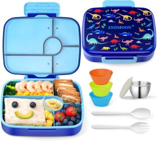 Bento Box for Kids Lunch Box Leak-Proof, Bento Lunch Box with 5 Compartments, Lunch Containers with 3 Silicone Baking Cups