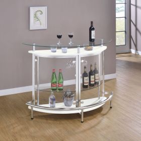 Strick White Freestanding Glass Top Home Bar Wine Cabinet
