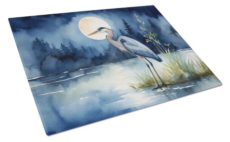 Blue Heron Under the Moonlight Glass Cutting Board Decorative Tempered Glass Kitchen Cutting and Serving Board Large Size Chopping Board (Default: Default)